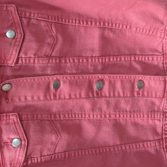 Gap, 1969, Salmon Slash Coral Pink Jean Jacket. Small - Picture 4 of 7